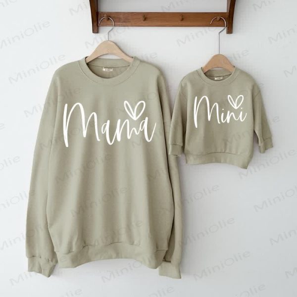 MAMA MINI Grey Green Heart Family Sweatshirt