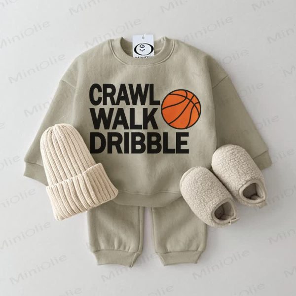 CRAWL WALK DRIBBLE Baby Basketball Grey Green 2-piece Set