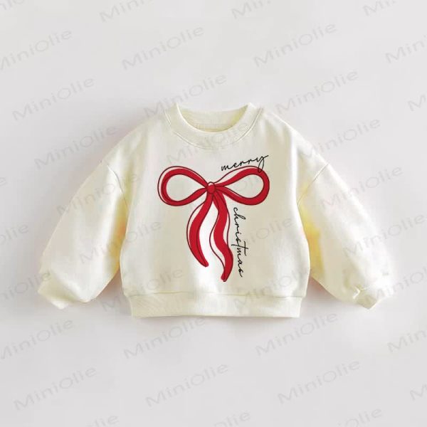 MERRY CHRISTMAS Baby Bow Beige Sweatshirt
