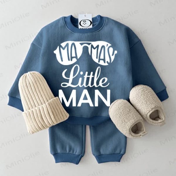 MAMA'S LITTLE MAN Baby Sweatshirt 2-piece Blue Set