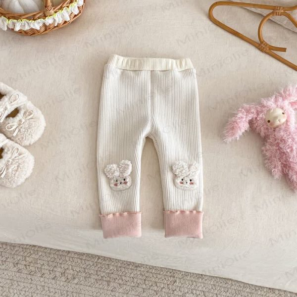 Baby Toddler Girl Rabbit Solid Color Quilted Leggings