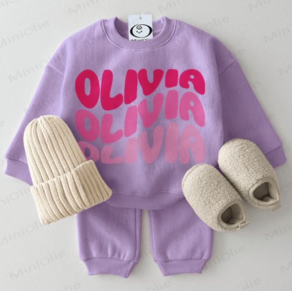 OLIVIA OLIVIA OLIVIA Baby Slogan 2-piece Purple Set