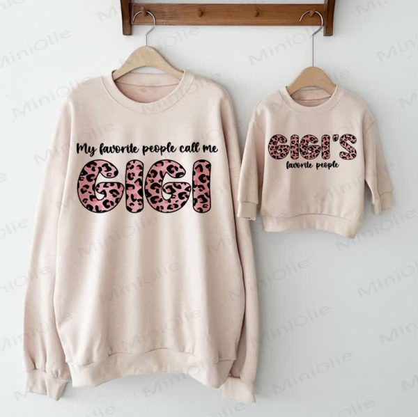 MY FAVORITE PEOPLE CALL ME GIGI/GIGI'S FAVORITE PEOPLE Baby Beige Family Sweatshirt