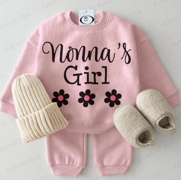 NONNA'S GIRL Baby Sweatshirt 2-piece Pink Set