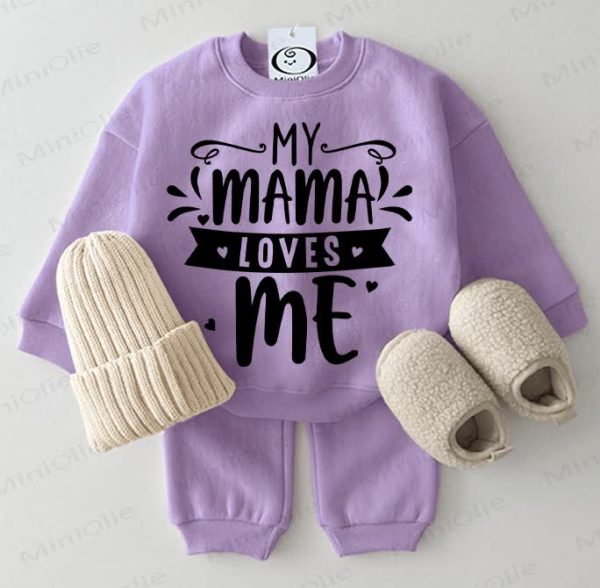 MY MAMA LOVES ME Baby Sweatshirt 2-piece Purple Set