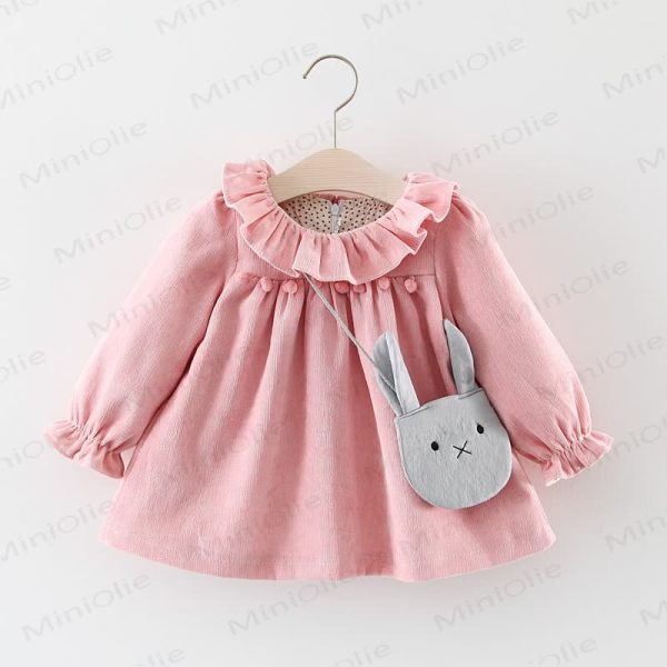 Baby Pompom Dress with Bunny Bag