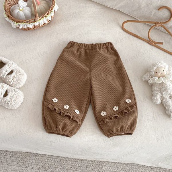Baby Toddler Girl Flower Fleece Lined Pants