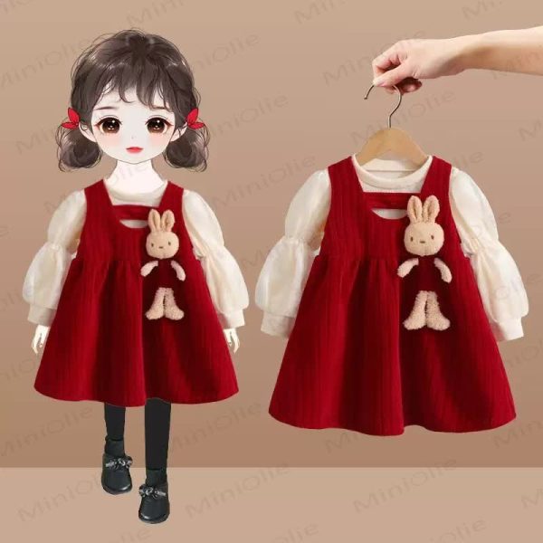 Baby Toddler Girl Bunny Red Dress
