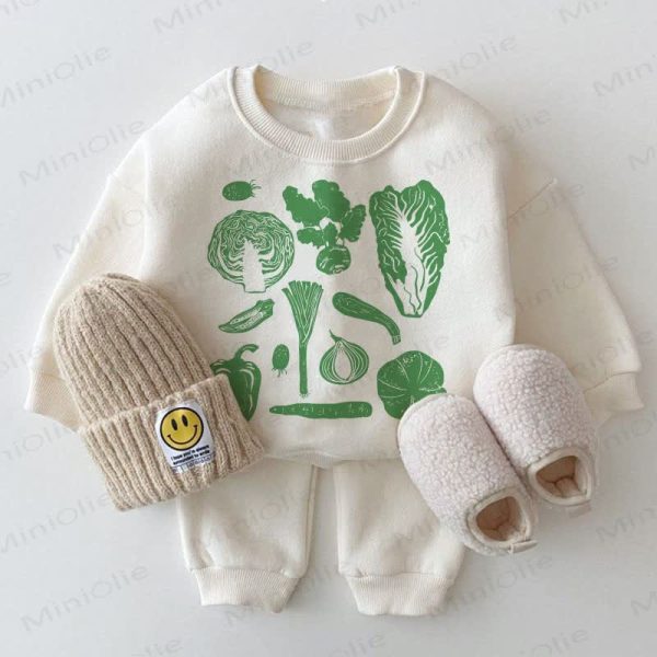 Baby Vegetable Sweatshirt 2-piece White Set