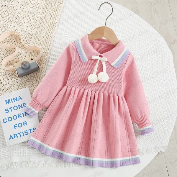 Baby Toddler Girl Knitted Solid Color Dress