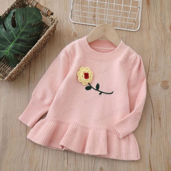 Baby Toddler Girl Knit Flower Dress