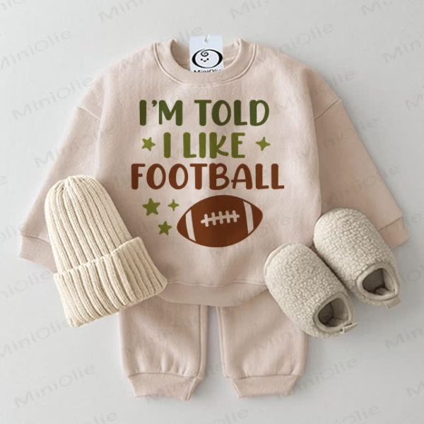 I'M TOLD I LIKE FOOTBALL Baby 2-piece Beige Set