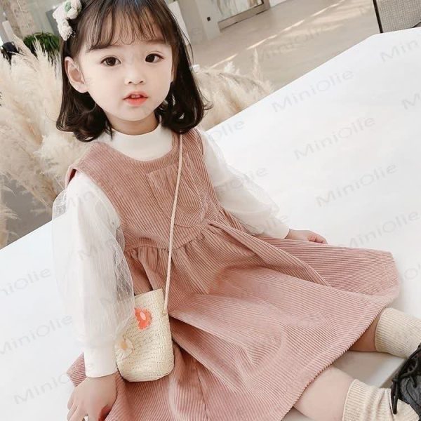 Toddler Girl Solid Color Cord Sleeveless Dress