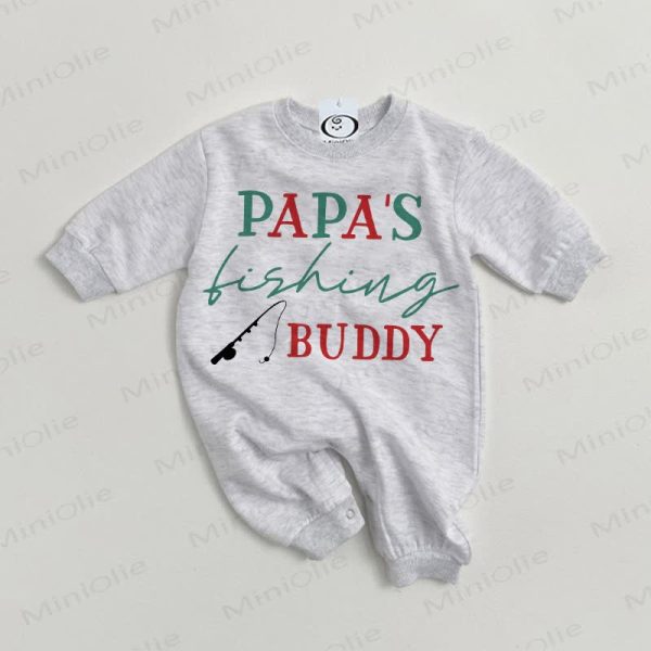 PAPA'S FIHSING BUDDY Baby Grey Romper