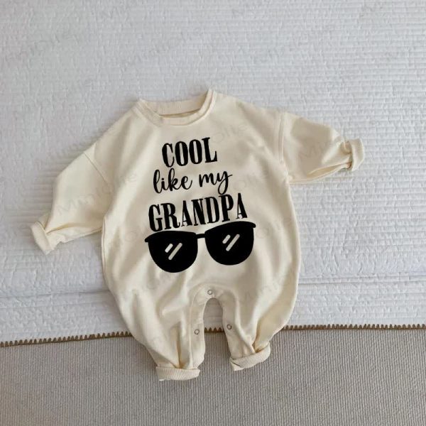 COOL LIKE MY GRANDPA Baby Glasses Beige Romper