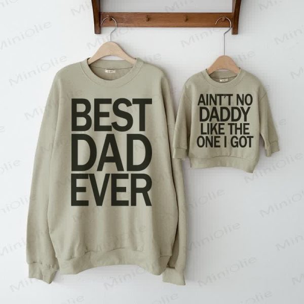 BEST DAD EVER AINT'T NO DADDY LIKE THE ONE I GOT Grey Green Family Sweatshirt
