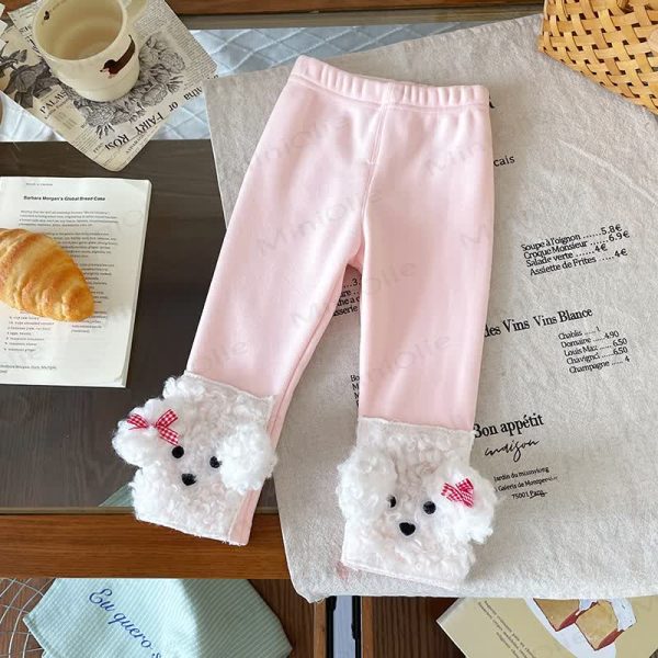 Baby Toddler Girl Dog Fleece Lined Jogger Leggings