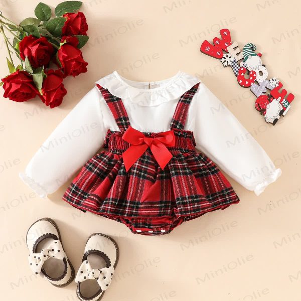 Baby Plaid Fake 2pcs Bodysuit