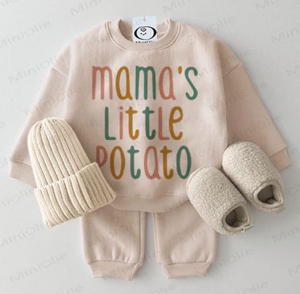 MAMA'S LITTLE POTATO Baby Sweatshirt 2-piece Beige Set
