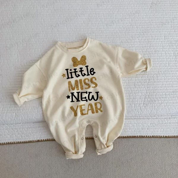 LITTLE MISS NEW YEAR Baby Beige Romper