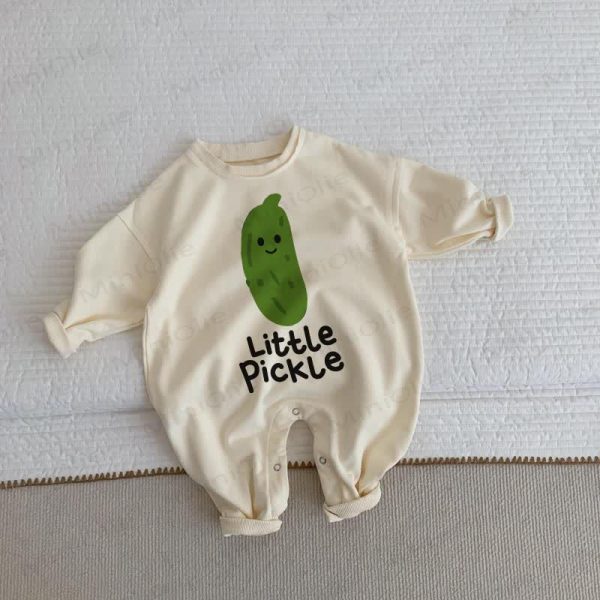 LITTLE PICKLE Baby Beige Romper