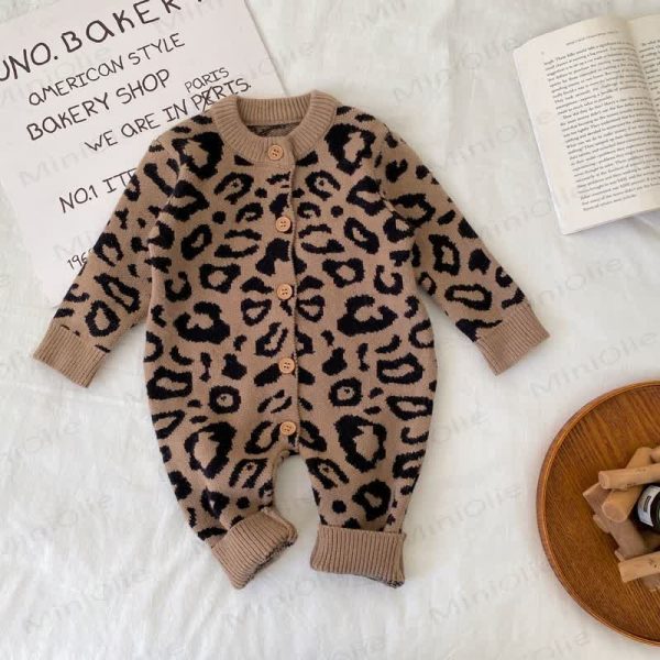 Baby Leopard Print Knitted Romper