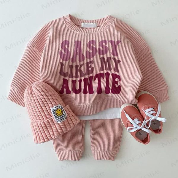 SASSY LIKE MY AUNTIE Baby Pink 2-Piece Set