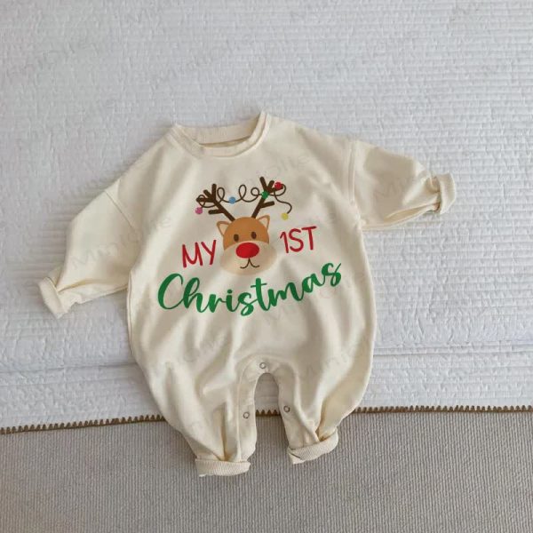 MY 1ST CHRISTMAS Baby Deer Beige Romper