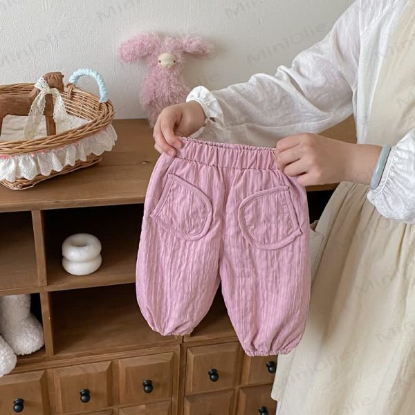 Baby Toddler Girl Solid Color Fleece Lined Pants