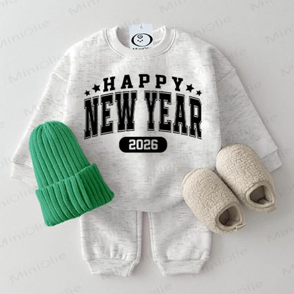 HAPPY NEW YEAR 2026 Baby 2-piece Light Grey Set