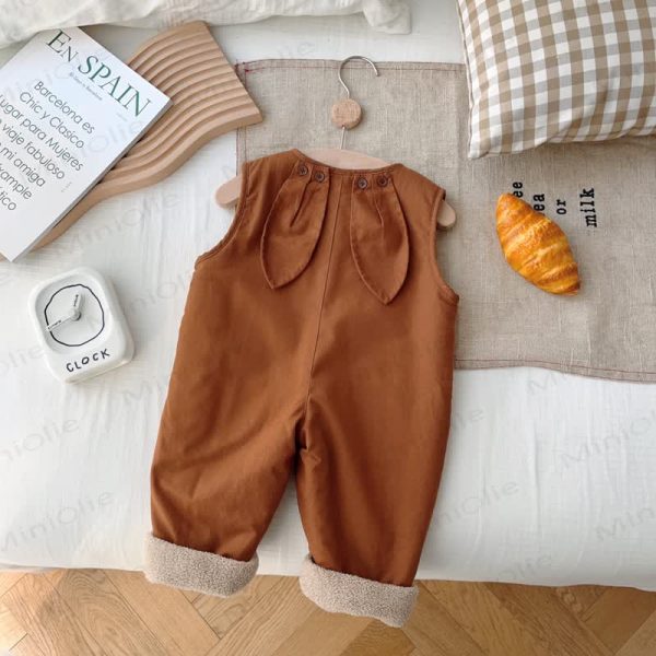 Baby Toddler Bunny Fleece Lined Overalls