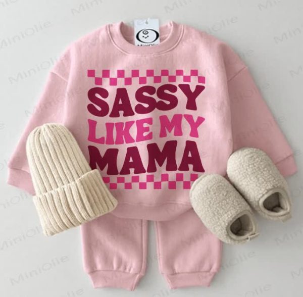 SASSY LIKE MY MAMA Baby Sweatshirt 2-piece Pink Set