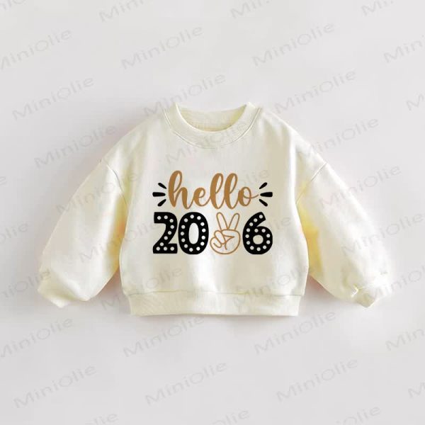 HELLO 2026 Baby Toddler Cream Sweatshirt