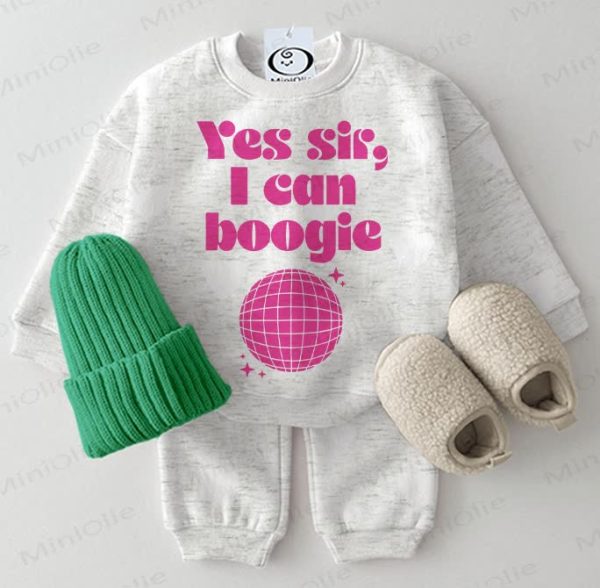 YES SIR, I CAN BOOGIE Baby Sweatshirt 2-piece Grey Set
