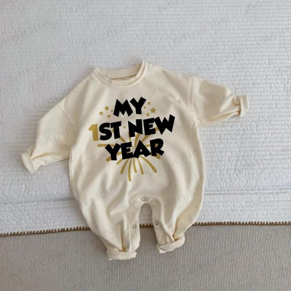 MY 1ST NEW YEAR Baby Toddler Beige Romper