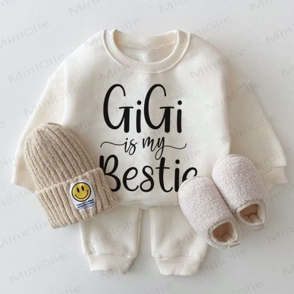 GIGI IS MY BESTIE Baby Sweatshirt 2-piece White Set