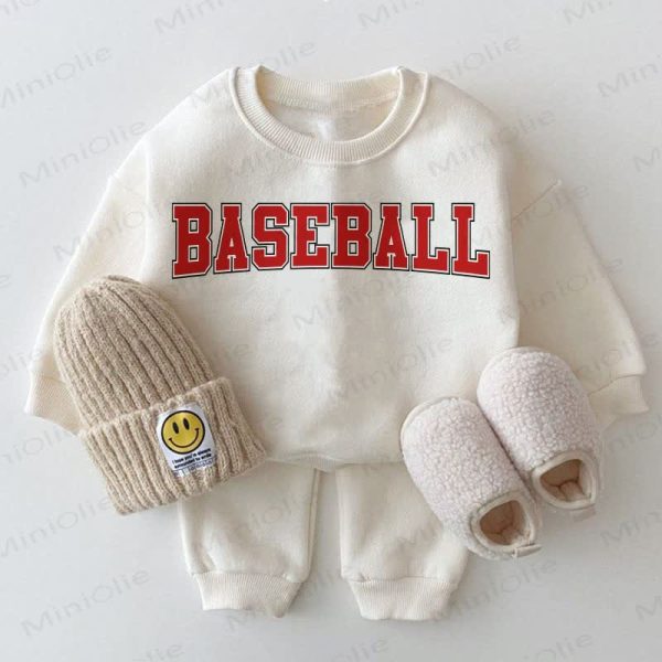 BASEBALL Baby Sweatshirt 2-piece White Set