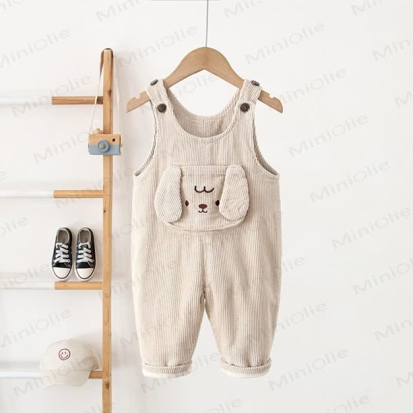 Baby Toddler Doggy Ear Cord Fleece Lined Overalls