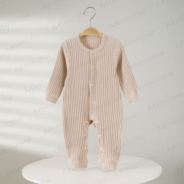 Baby Solid Color Striped Romper