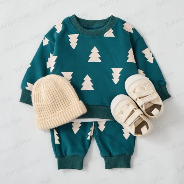 Baby Toddler Green Christmas Tree 2-piece Sweatshirt Set