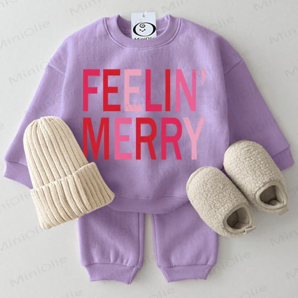 FEELIN' MERRY Baby Sweatshirt 2-piece Purple Set