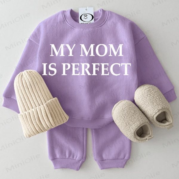 MY MOM IS PERFECT Baby Sweatshirt 2-piece Purple Set