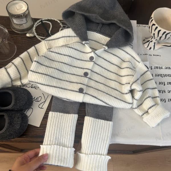 Toddler Kid Girl Stripe Knitted Sweater/Leggings