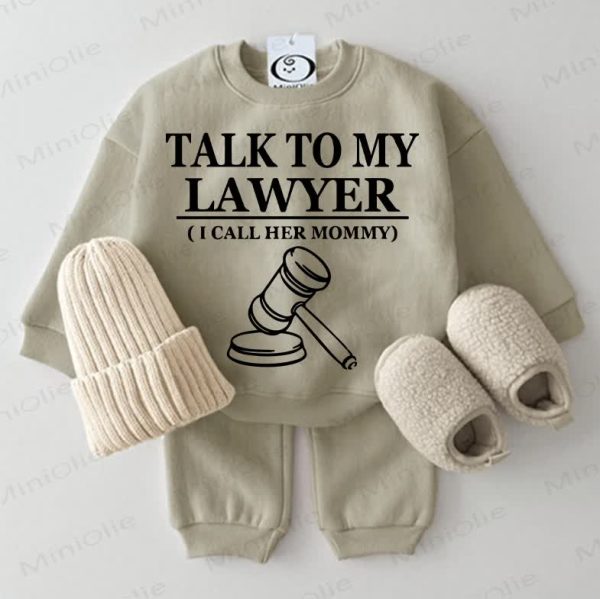 TALK TO MY LAWYER (I CALL HER MOMMY) Baby Sweatshirt 2-piece Grey Green Set