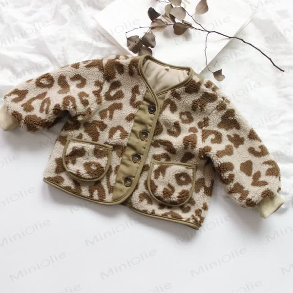 Kid V-neck Leopard Print Outerwear