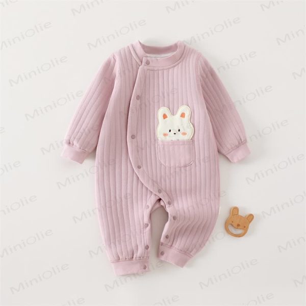 Baby Solid Color Animal Striped Romper