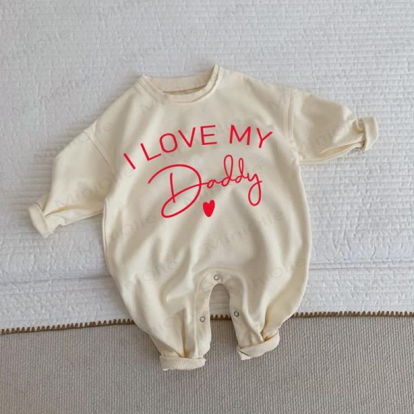 I LOVE MY DADDY/MOMMY Baby Beige Romper