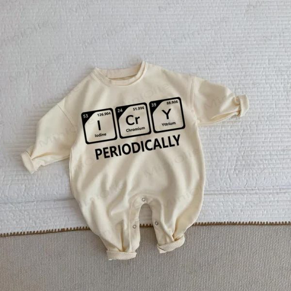 I CRY PERIODICALLY Baby Beige Romper
