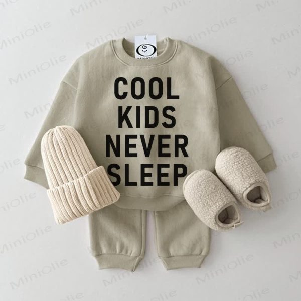 COOL KIDS NEVER SLEEP Baby Grey Green 2-piece Set