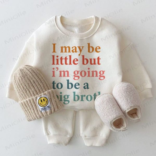 I MAY BE LITTLE BUT I'M GOING TO BE A BIG BROTHER/SISTER Baby 2-piece White Set